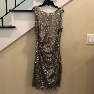 David Meister gold cocktail dress
